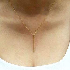 925 Silver Vertical Bar Pendant Necklace